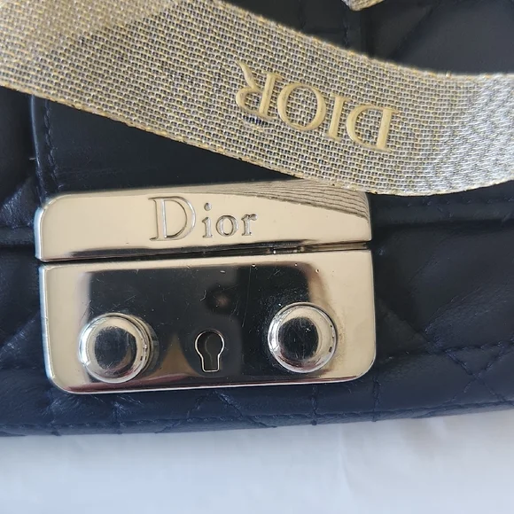 Dior Cannage Navy Blue Wallet On Chain - Picture 14 of 14